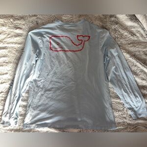 Vineyard Vines Whale Men’s Long Sleeve Pocket Tee Light Blue Large